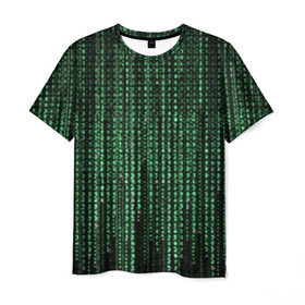 Мужская футболка 3D с принтом Матрица в Кировске, 100% полиэфир | прямой крой, круглый вырез горловины, длина до линии бедер | атака | буквы | виртуальный мир | вирус | гаджет | девайс | иероглифы | интернет | компьютер | матрица | паутина | программист | сеть | символы | софт | хакер | цифры