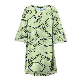 Детское платье 3D с принтом Формула в Кировске, 100% полиэстер | прямой силуэт, чуть расширенный к низу. Круглая горловина, на рукавах — воланы | Тематика изображения на принте: новая | формула | химия