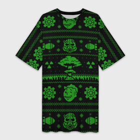 Платье-футболка 3D с принтом Ядерная зима в Кировске,  |  | atom | bomb | boy | fallout | radioactive | vault | wasteland | атом | бой | бомба | волт | мальчик | новый год | радиация | рождество | фоллаут | ядерная