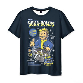 Мужская футболка 3D с принтом Nuka Bombs в Кировске, 100% полиэфир | прямой крой, круглый вырез горловины, длина до линии бедер | atom | bomb | boy | fallout | radioactive | vault | wasteland | атом | бой | бомба | волт | мальчик | радиация | фоллаут | ядерная