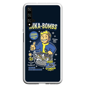 Чехол для Honor 20 с принтом Nuka Bombs в Кировске, Силикон | Область печати: задняя сторона чехла, без боковых панелей | Тематика изображения на принте: atom | bomb | boy | fallout | radioactive | vault | wasteland | атом | бой | бомба | волт | мальчик | радиация | фоллаут | ядерная