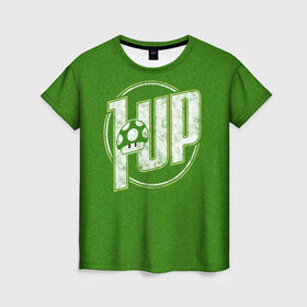 Женская футболка 3D с принтом Level Up в Кировске, 100% полиэфир ( синтетическое хлопкоподобное полотно) | прямой крой, круглый вырез горловины, длина до линии бедер | 8 bit | 8 бит | nintendo | марио | нинтендо