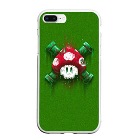 Чехол для iPhone 7Plus/8 Plus матовый с принтом Mario Mushroom в Кировске, Силикон | Область печати: задняя сторона чехла, без боковых панелей | 8 bit | 8 бит | nintendo | гриб | нинтендо