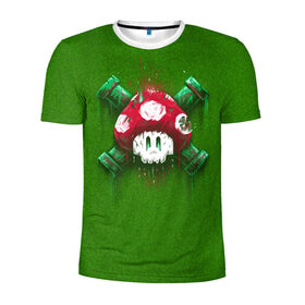 Мужская футболка 3D спортивная с принтом Mario Mushroom в Кировске, 100% полиэстер с улучшенными характеристиками | приталенный силуэт, круглая горловина, широкие плечи, сужается к линии бедра | 8 bit | 8 бит | nintendo | гриб | нинтендо