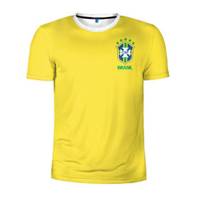Мужская футболка 3D спортивная с принтом Сборная Бразилии в Кировске, 100% полиэстер с улучшенными характеристиками | приталенный силуэт, круглая горловина, широкие плечи, сужается к линии бедра | Тематика изображения на принте: brazil | америка | бразилия