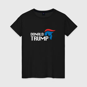 Женская футболка хлопок с принтом Donald Trump logo в Кировске, 100% хлопок | прямой крой, круглый вырез горловины, длина до линии бедер, слегка спущенное плечо | дональд | трамп