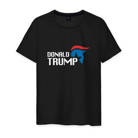 Мужская футболка хлопок с принтом Donald Trump logo в Кировске, 100% хлопок | прямой крой, круглый вырез горловины, длина до линии бедер, слегка спущенное плечо. | дональд | трамп
