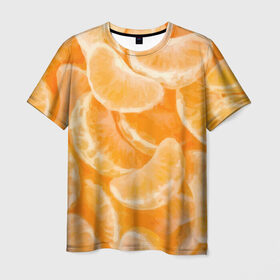 Мужская футболка 3D с принтом Мандаринки на НГ в Кировске, 100% полиэфир | прямой крой, круглый вырез горловины, длина до линии бедер | Тематика изображения на принте: 2017 | желтый | нг | новый год | фрукты
