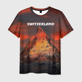 Мужская футболка 3D с принтом Швейцария в Кировске, 100% полиэфир | прямой крой, круглый вырез горловины, длина до линии бедер | Тематика изображения на принте: switzerland | альпы | горы | заграница | отдых | отпуск | туризм | турист