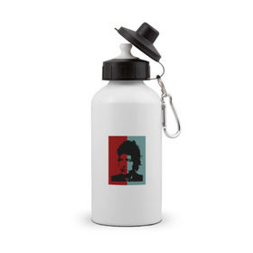 Бутылка спортивная с принтом Bob Dylan в Кировске, металл | емкость — 500 мл, в комплекте две пластиковые крышки и карабин для крепления | дилан | знаменитости | музыка | рок
