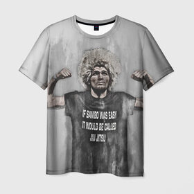 Мужская футболка 3D с принтом Хабиб в Кировске, 100% полиэфир | прямой крой, круглый вырез горловины, длина до линии бедер | khabib | nurmagomedov | ufc | нурмагомедов | хабиб