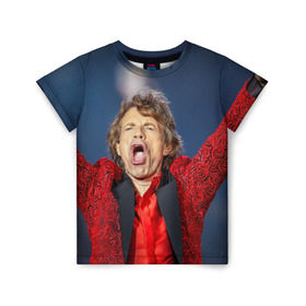 Детская футболка 3D с принтом Rolling Stones в Кировске, 100% гипоаллергенный полиэфир | прямой крой, круглый вырез горловины, длина до линии бедер, чуть спущенное плечо, ткань немного тянется | Тематика изображения на принте: 