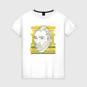 Женская футболка хлопок с принтом Ван Гог в Кировске, 100% хлопок | прямой крой, круглый вырез горловины, длина до линии бедер, слегка спущенное плечо | ван гог | геометрия | глаз | знаенитость | лайнворк | мода | рисунок | тату | художник