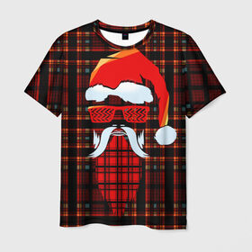 Мужская футболка 3D с принтом Санта хипстер в Кировске, 100% полиэфир | прямой крой, круглый вырез горловины, длина до линии бедер | борода | зима | новый год | очки | праздник | рождество | санта | хипстер