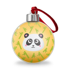 Ёлочный шар с принтом Панда с бамбуком в Кировске, Пластик | Диаметр: 77 мм | бамбук | оранжевый | панда