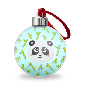 Ёлочный шар с принтом Панда с бамбуком в Кировске, Пластик | Диаметр: 77 мм | бамбук | панда