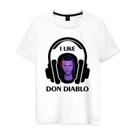 Мужская футболка хлопок с принтом I like Don Diablo в Кировске, 100% хлопок | прямой крой, круглый вырез горловины, длина до линии бедер, слегка спущенное плечо. | beatport | club | dj | don diablo | edm | electro | house | musical freedom | production | radio | retro style | spinnin | techno | top | trance | клуб | радио | трещины | царапины