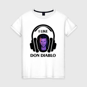 Женская футболка хлопок с принтом I like Don Diablo в Кировске, 100% хлопок | прямой крой, круглый вырез горловины, длина до линии бедер, слегка спущенное плечо | beatport | club | dj | don diablo | edm | electro | house | musical freedom | production | radio | retro style | spinnin | techno | top | trance | клуб | радио | трещины | царапины