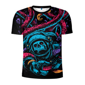 Мужская футболка 3D спортивная с принтом Космический осьминог в Кировске, 100% полиэстер с улучшенными характеристиками | приталенный силуэт, круглая горловина, широкие плечи, сужается к линии бедра | astro | cosmo | galaxy | kraken | octopus | space | астронавт | галактика | космонавт | космос | кракен | осьминог