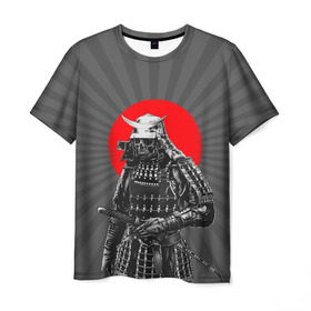 Мужская футболка 3D с принтом Мертвый самурай в Кировске, 100% полиэфир | прямой крой, круглый вырез горловины, длина до линии бедер | bone | japan | samurai | skelet | skull | warrior | воин | катана | кости | меч | самурай | скелет | череп | япония