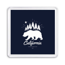 Магнит 55*55 с принтом California Republic в Кировске, Пластик | Размер: 65*65 мм; Размер печати: 55*55 мм | america | bear | california | united states | usa | америка | калифорния | медведь | сша | штаты