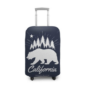 Чехол для чемодана 3D с принтом California Republic в Кировске, 86% полиэфир, 14% спандекс | двустороннее нанесение принта, прорези для ручек и колес | america | bear | california | united states | usa | америка | калифорния | медведь | сша | штаты