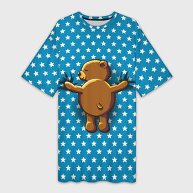 Платье-футболка 3D с принтом Медвежьи объятия в Кировске,  |  | Тематика изображения на принте: bear | beast | kid | love | teddy | toy | звезды | зверь | игрушка | любовь | медведь | мишка