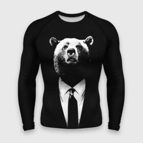 Мужской рашгард 3D с принтом Медведь бизнесмен в Кировске,  |  | Тематика изображения на принте: animal | bear | beast | business | suit | бизнес | джентльмен | животное | зверь | медведь | смокинг