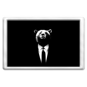 Магнит 45*70 с принтом Медведь бизнесмен в Кировске, Пластик | Размер: 78*52 мм; Размер печати: 70*45 | animal | bear | beast | business | suit | бизнес | джентльмен | животное | зверь | медведь | смокинг