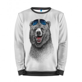 Мужской свитшот 3D с принтом Счастливый медведь в Кировске, 100% полиэстер с мягким внутренним слоем | круглый вырез горловины, мягкая резинка на манжетах и поясе, свободная посадка по фигуре | animal | bear | beast | fashion | funny | животное | зверь | медведь | мода | радость | счастье