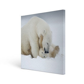 Холст квадратный с принтом Идиллия в Кировске, 100% ПВХ |  | айсберг | арктика | животные | лёд | медведи | природа | север | снег