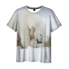 Мужская футболка 3D с принтом Идиллия в Кировске, 100% полиэфир | прямой крой, круглый вырез горловины, длина до линии бедер | айсберг | арктика | животные | лёд | медведи | природа | север | снег