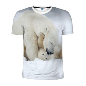 Мужская футболка 3D спортивная с принтом Идиллия в Кировске, 100% полиэстер с улучшенными характеристиками | приталенный силуэт, круглая горловина, широкие плечи, сужается к линии бедра | айсберг | арктика | животные | лёд | медведи | природа | север | снег