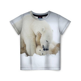 Детская футболка 3D с принтом Идиллия в Кировске, 100% гипоаллергенный полиэфир | прямой крой, круглый вырез горловины, длина до линии бедер, чуть спущенное плечо, ткань немного тянется | айсберг | арктика | животные | лёд | медведи | природа | север | снег