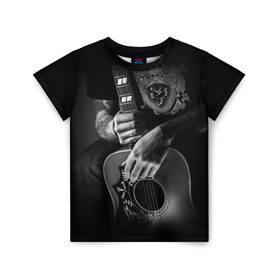 Детская футболка 3D с принтом Гитарист в Кировске, 100% гипоаллергенный полиэфир | прямой крой, круглый вырез горловины, длина до линии бедер, чуть спущенное плечо, ткань немного тянется | Тематика изображения на принте: rock | гитара | рок | рок жив | рок музыка | русский рок