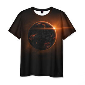 Мужская футболка 3D с принтом Red planet в Кировске, 100% полиэфир | прямой крой, круглый вырез горловины, длина до линии бедер | вселенная | галактика | звёзды | космос | луч | планета | созвездие