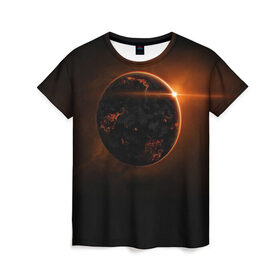 Женская футболка 3D с принтом Red planet в Кировске, 100% полиэфир ( синтетическое хлопкоподобное полотно) | прямой крой, круглый вырез горловины, длина до линии бедер | вселенная | галактика | звёзды | космос | луч | планета | созвездие