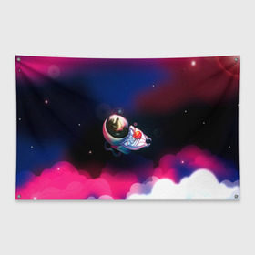 Флаг-баннер с принтом Ёжик в космосе в Кировске, 100% полиэстер | размер 67 х 109 см, плотность ткани — 95 г/м2; по краям флага есть четыре люверса для крепления | в тумане | еж