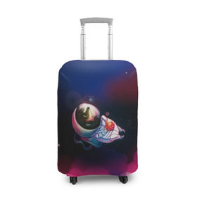 Чехол для чемодана 3D с принтом Ёжик в космосе в Кировске, 86% полиэфир, 14% спандекс | двустороннее нанесение принта, прорези для ручек и колес | в тумане | еж