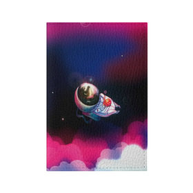 Обложка для паспорта матовая кожа с принтом Ёжик в космосе в Кировске, натуральная матовая кожа | размер 19,3 х 13,7 см; прозрачные пластиковые крепления | Тематика изображения на принте: в тумане | еж