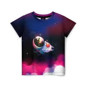 Детская футболка 3D с принтом Ёжик в космосе в Кировске, 100% гипоаллергенный полиэфир | прямой крой, круглый вырез горловины, длина до линии бедер, чуть спущенное плечо, ткань немного тянется | Тематика изображения на принте: в тумане | еж