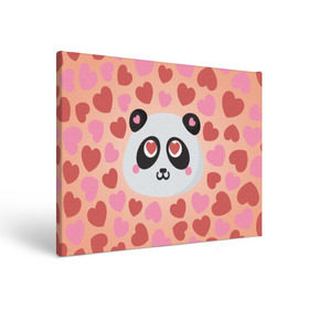 Холст прямоугольный с принтом Влюбленная панда в Кировске, 100% ПВХ |  | Тематика изображения на принте: любовь | панда | сердце