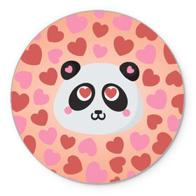 Коврик круглый с принтом Влюбленная панда в Кировске, резина и полиэстер | круглая форма, изображение наносится на всю лицевую часть | любовь | панда | сердце