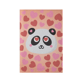 Обложка для паспорта матовая кожа с принтом Влюбленная панда в Кировске, натуральная матовая кожа | размер 19,3 х 13,7 см; прозрачные пластиковые крепления | любовь | панда | сердце
