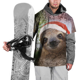 Накидка на куртку 3D с принтом Рождественский ленивец в Кировске, 100% полиэстер |  | джунгли | животное | ленивый | лень | новый год | рождество | снег | снежинки | тропики | улыбка | шапка