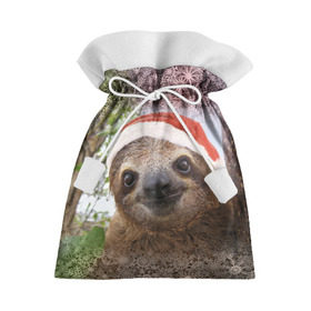 Подарочный 3D мешок с принтом Рождественский ленивец в Кировске, 100% полиэстер | Размер: 29*39 см | джунгли | животное | ленивый | лень | новый год | рождество | снег | снежинки | тропики | улыбка | шапка