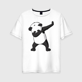 Женская футболка хлопок Oversize с принтом Panda dab в Кировске, 100% хлопок | свободный крой, круглый ворот, спущенный рукав, длина до линии бедер
 | Тематика изображения на принте: дэб | панда