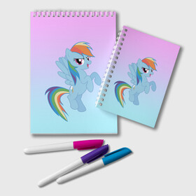 Блокнот с принтом Rainbowdash в Кировске, 100% бумага | 48 листов, плотность листов — 60 г/м2, плотность картонной обложки — 250 г/м2. Листы скреплены удобной пружинной спиралью. Цвет линий — светло-серый
 | mlp | pony | rainbowdash | raindbow dash | пони