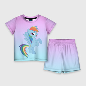 Детский костюм с шортами 3D с принтом Rainbowdash в Кировске,  |  | mlp | pony | rainbowdash | raindbow dash | пони
