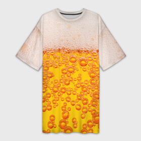Платье-футболка 3D с принтом Пивная тема в Кировске,  |  | Тематика изображения на принте: пена | прикол | пузырьки